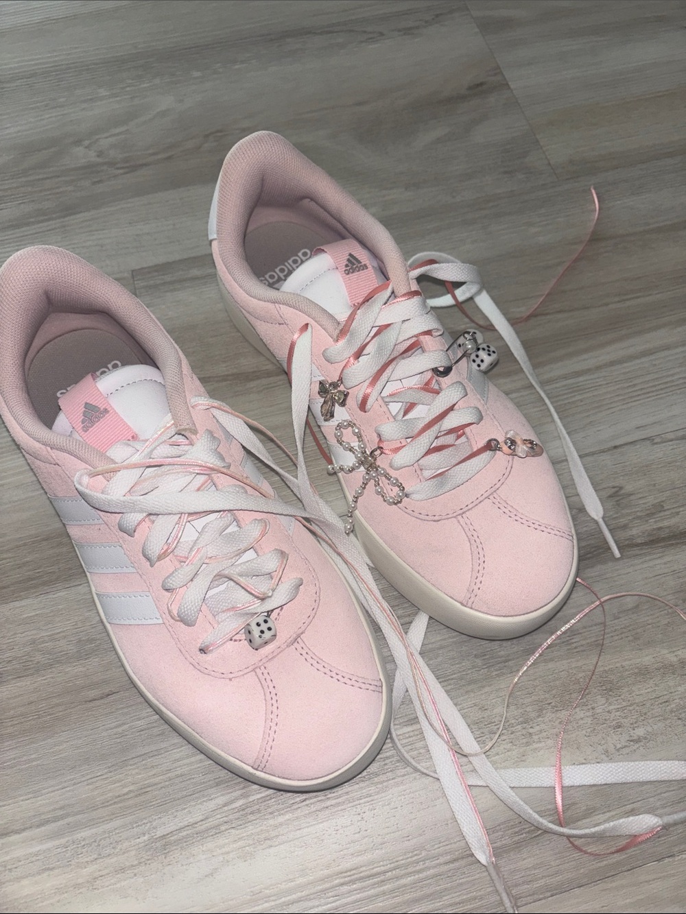 adidas Pink and White Women's Low-Top Sneakers